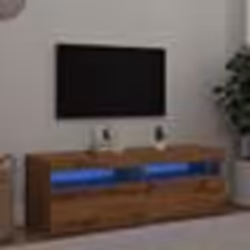 vidaXL Meuble TV avec lumières LED chêne artisanal bois dingénierie support TV meuble multimédia console TV meuble 856306