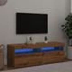 vidaXL Meuble TV avec lumières LED chêne artisanal bois dingénierie support TV meuble multimédia console TV meuble 856306
