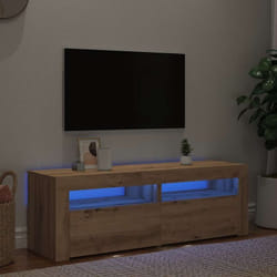 vidaXL Meuble TV avec lumières LED chêne artisanal bois d'ingénierie