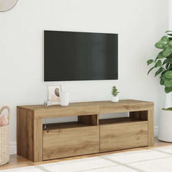Meuble Tv Avec Lumières Led Chêne Artisanal Bois D'Ingénierie - Vidaxl