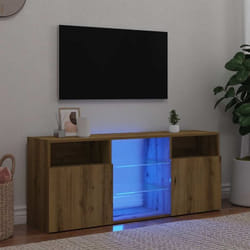 Meuble tv avec lumières led chêne artisanal bois d'ingénierie Vidaxl