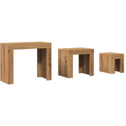 Tables basses gigognes 3 pcs chêne artisanal bois d'ingénierie Vidaxl