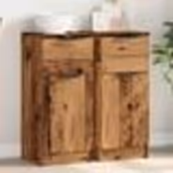 vidaXL Buffets 2 pcs vieux bois 30x30x70 cm bois dingénierie armoire meuble de rangement organisateur de maison 856952