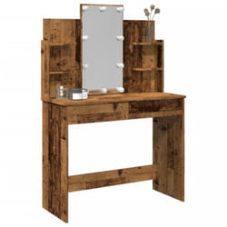 vidaXL Coiffeuse avec lumières LED vieux bois 96x40x142 cm