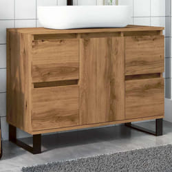 Armoire De Lavabo De Salle De Bain Chêne Artisanal 65x33x60 Cm Vidaxl