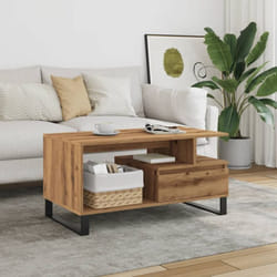 Table basse chêne artisanal 90x49x45 cm bois d'ingénierie Vidaxl
