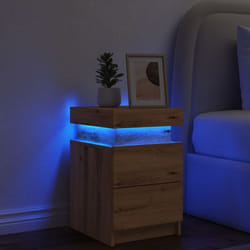 Vidaxl - Table de chevet avec led chêne artisanal bois d'ingénierie