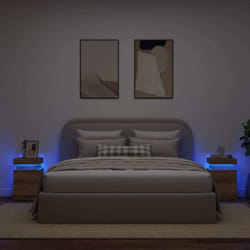 Tables de chevet avec led 2 pcs chêne artisanal bois ingénierie Vidaxl