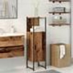 vidaXL Armoire salle de bain vieux bois 33x33x1205 cm bois ingénierie armoire de rangement de salle de bain placard de 857706