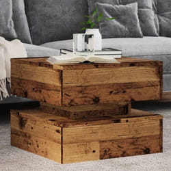 Vidaxl - Table basse avec lumières led vieux bois 50x50x40 cm