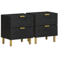 Tables de chevet 2 pcs noir 40x33x46 cm bois de manguier solide Vidaxl
