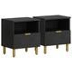 vidaXL Table de chevet noir 40x33x46 cm bois d'ingénierie