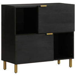 Buffet Noir 80x33x75 Cm Bois D'Ingénierie Vidaxl618854