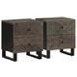 vidaXL Tables de chevet 2 pcs noir 40x33x46 cm bois de manguier solide