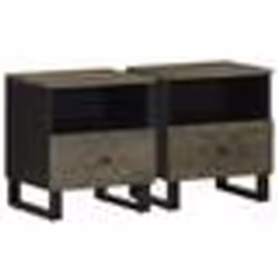 vidaXL Tables de chevet 2 pcs noir 40x33x46 cm bois de manguier solide