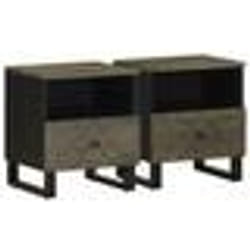 vidaXL Tables de chevet 2 pcs noir 40x33x46 cm bois de manguier solide