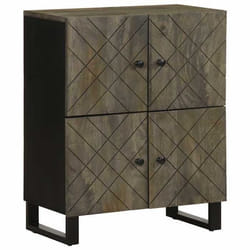 Buffet Noir 60x33x75 Cm Bois Massif De Manguier Vidaxl