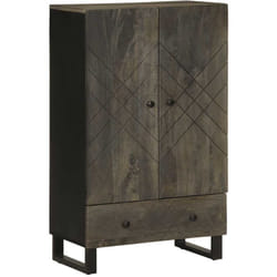 Buffet Noir 60x33x100 Cm Bois De Manguier Massif - Vidaxl