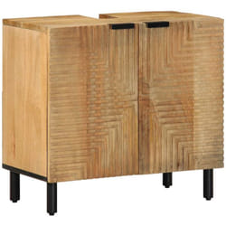 Armoire lavabo de salle de bain marron bois massif de manguier Vidaxl