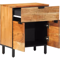 Cette table de chevet allie style et fonctionnalité. Parfaite pour les intérieurs modernes et rustiques, son plateau en bois  ...