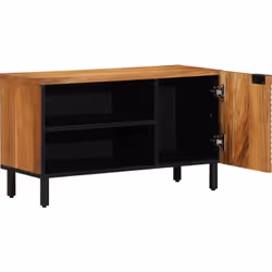 Ce meuble TV en bois d'acacia massif de style industriel est à la fois pratique et stylé, parfait pour les espaces modernes.  ...