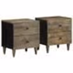 vidaXL Tables chevet 2 pcs gris clair 40x33x46 cm bois manguier solide