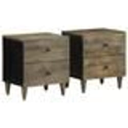 vidaXL Tables chevet 2 pcs gris clair 40x33x46 cm bois manguier solide