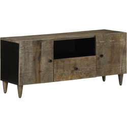 Vidaxl - Meuble Tv Gris Clair 105x33,5x46 Cm Bois Massif De Manguier