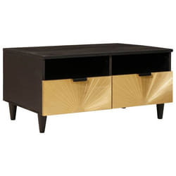 Table Basse Noir Et Or 80 X 54 X 40 Cm Bois De Manguier Massif Vidaxl