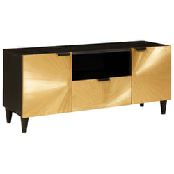 Meuble Tv Noir Et Or 105 X 33 X 46 Cm Bois De Manguier Massif Vidaxl