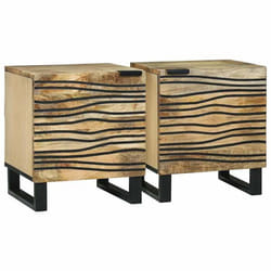 vidaXL Tables de chevet 2 pcs en bois de mangue massif un ensemble moderne pour la chambre meuble rustique compact 4017933