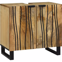 Ce meuble sous lavabo allie praticité et style, un indispensable pour toute salle de bain moderne. Fait en bois de manguier e ...