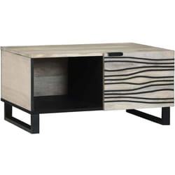 Table basse Blanc, Noir 80 x 50 x 40 cm bois de manguier massif Vidaxl
