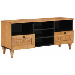 Meuble Tv Marron Clair 100 X 33 X 46 Cm Bois De Manguier Massif Vidaxl