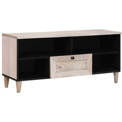 Meuble Tv Blanc 105 X 33 X 46 Cm Bois De Manguier Massif Vidaxl