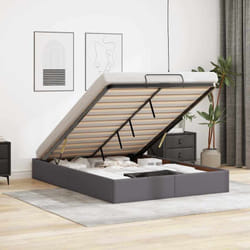 Cadre de lit ottoman sans matelas gris 140x190 cm similicuir Vidaxl