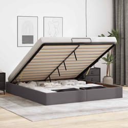 Vidaxl Cadre De Lit Ottoman Sans Matelas Gris 200x200 Cm Similicuir