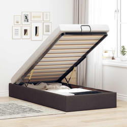 vidaXL Cadre de lit ottoman sans matelas marron foncé 90x200 cm tissu