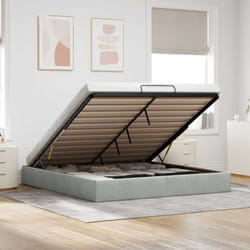 Vidaxl Cadre De Lit Ottoman Sans Matelas Gris Clair 200x200 Cm Velours