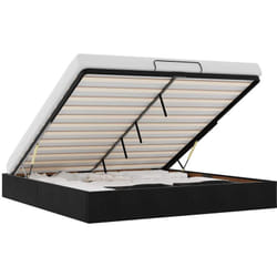 Cadre de lit ottoman sans matelas noir 200x200 cm velours vidaXL