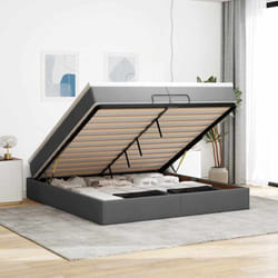 Vidaxl Cadre De Lit Ottoman Avec Matelas Gris Foncé 200x200cm Tissu