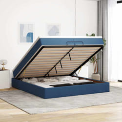 Vidaxl - Cadre De Lit Ottoman Avec Matelas Bleu 200x200cm Tissu