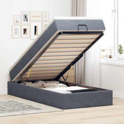 Vidaxl Cadre De Lit Ottoman Avec Matelas Gris Foncé 90x190 Cm Velours