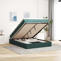 Vidaxl Cadre De Lit Ottoman Avec Matelas Vert Foncé 140x190 Cm Velours
