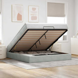 Vidaxl - Cadre De Lit Ottoman Avec Matelas Gris Clair 180x200 Cm Velours