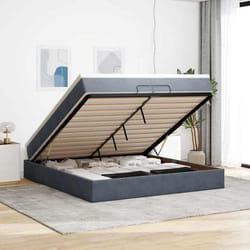 vidaXL Cadre de lit ottoman avec matelas gris foncé 200x200 cm velours cadre de lit avec rangement cadre de lit avec 3311208