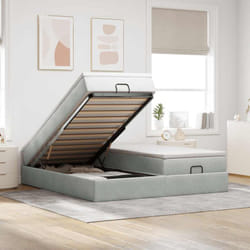 Vidaxl - Cadre De Lit Ottoman Et Matelas Gris Clair 180x200cm Velours