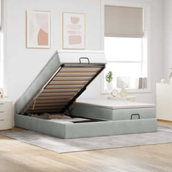 Vidaxl - Cadre De Lit Ottoman Avec Matelas Gris Clair 200x200 Cm Velours