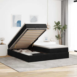 Vidaxl Cadre De Lit Ottoman Avec Matelas Noir 200x200cm Velours
