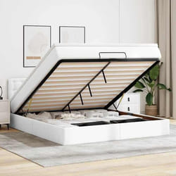 VidaXL Cadre de lit ottoman avec matelas blanc 160x200 cm similicuir cadre de lit cadre de lit rembourré 3311314